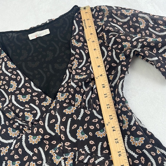 Stevie May S Anise Floral Chiffon Black Lined Short Sleeve Flowy Midi Dress - Picture 7 of 15